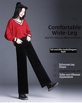 Sunfan Corduroy Cropped Wide Leg Pants Women's Elastic Waist